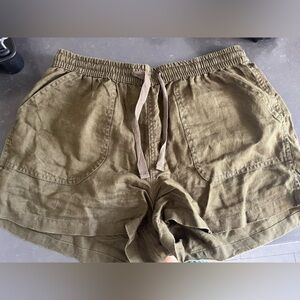Quince Olive Drawstring Athletic Shorts